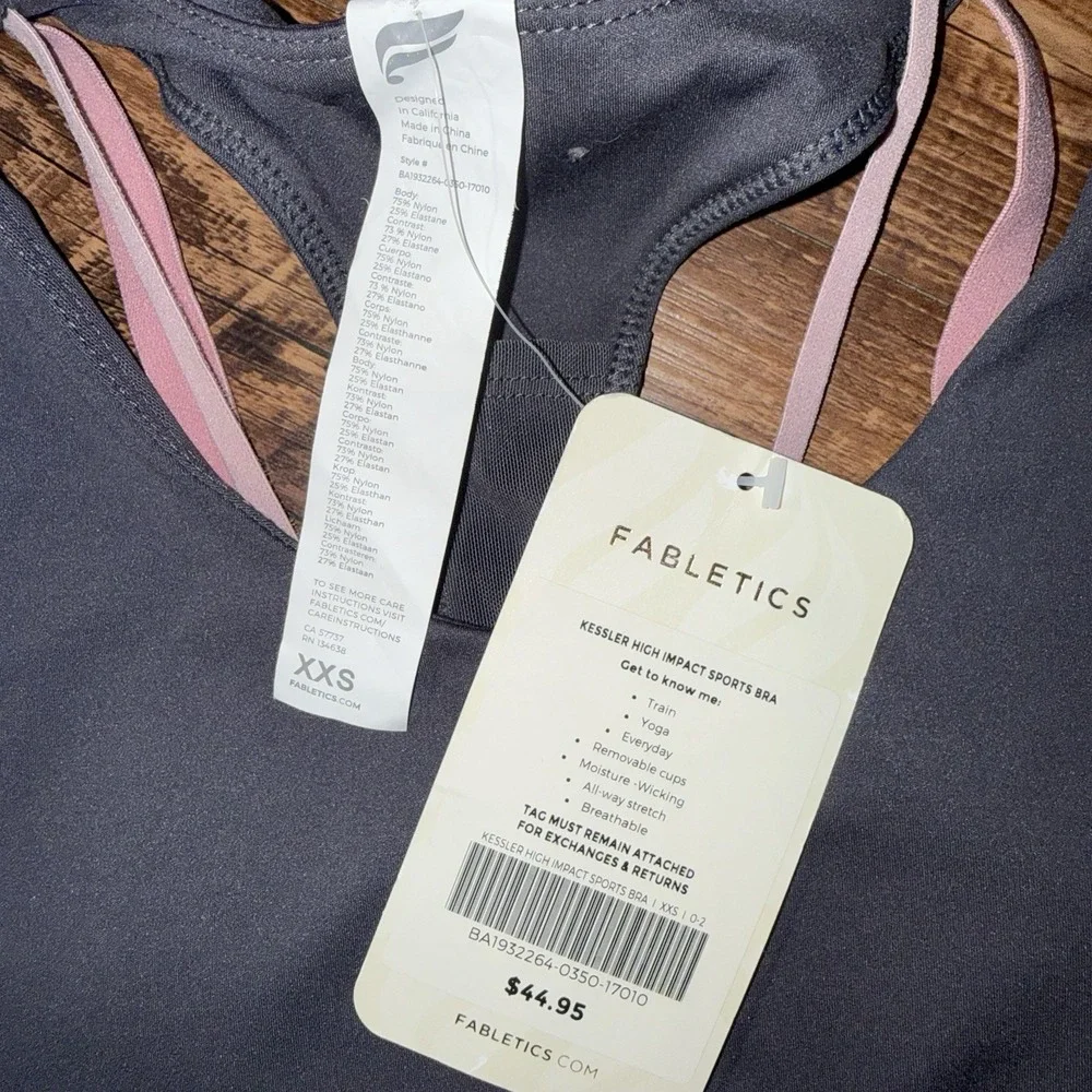 Fabletics Grey Kessler High Impact Sports Bra Womens XXS NEW $45